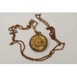 LATE 19TH/EARLY 20TH CENTURY 18CT GOLD CASED OPEN FACE SMALL DRESS POCKET WATCH with key wind
