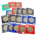 9 WESTERN SAMOA ONE DOLLAR (Tala) coins, in labelled vision cases; Elizabeth II Gibraltar 1993 'Euro