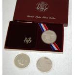 USA. 1983 LOS ANGELES 1984 OLYMPIC SILVER PROOF 1 DOLLAR COIN 1983, in box with case; 1988 SEOUL