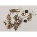 PAIR OF SILVER DISH EARRINGS, maker's mark 'C. C.', London 1986 and SEVEN OTHER PAIRS of silver