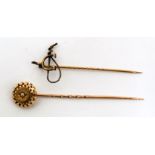 VICTORIAN STICK PIN, the top in the form of a riding whip and a spur and ANOTHER STICK PIN with