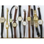 LADY'S SURENA, GENEVE, SWISS ROLLED GOLD WRIST WATCH, with 15 jewel movement, leather strap, 3 OTHER