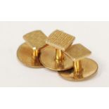 SET OF 3 9ct GOLD DRESS STUDS, with engine turned decoration, circa 1950, approx 3gms