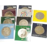 FOUR ELIZABETH II TOKELAU PONE DOLLAR COINS or talas 1978-1981, Seychelles 10 Rupees coin 1974;
