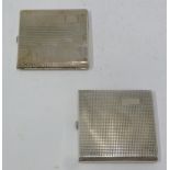 LADIES SILVER POWDER COMPACT, square with engine turned decoration, 2 3/4" (7cm) square, makers