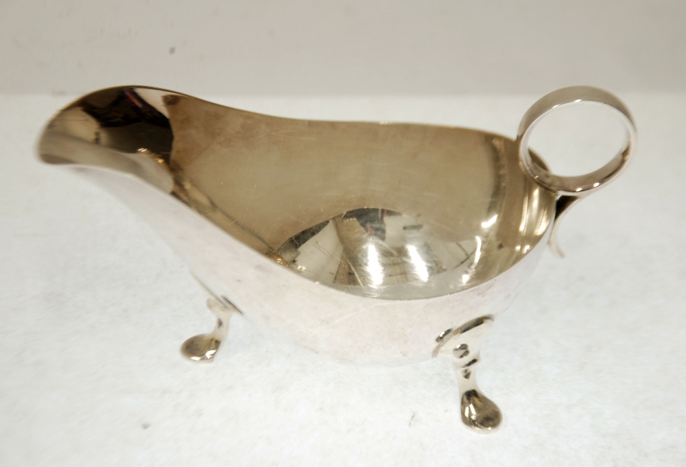 GEORGE VI SILVER SAUCE BOAT by James Dixon and Son, typical form, 6" (15.2cm) long, Sheffield