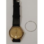 GENT'S JAEGER-LE COULTRE 9ct gold wristwatch with gold coloured circular dial with six arabic