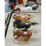 A FRANKLIN MINT MODEL OF TWO HORSES GALLOPING, ON WOODEN PLINTH, TWO OTHER FRANKLIN MINT MODELS OF