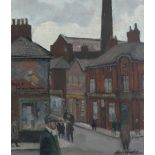 ROGER HAMPSON (1925 - 1996) OIL PAINTING ON BOARD 'Great Moor Street, Bolton' Signed, titled and