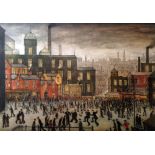 •LAURENCE STEPHEN LOWRY (1887 - 1976) ARTIST SIGNED LIMITED EDITION COLOUR PRINT 'Our Town' Signed