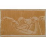 MARC GRIMSHAW (b. 1957) SEPIA PASTEL MONOCHROME DRAWING Mother and child sleeping Signed lower