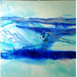JOAN FREEMAN (20th CENTURY) OIL ON CANVAS 'Bluescape' Unsigned 36" x 36" (91.4 x 91.4 cm)
