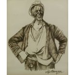 ROGER HAMPSON (1925 - 1996) FELT TIP DRAWING Miner, 'Jimmy' Signed, titled to label verso 10" x