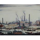 LAURENCE STEPHEN LOWRY (1887-1976) UNSIGNED COLOUR PRINT 'A River bank', numbered 407/850