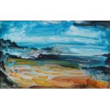 KENNETH LAWSON (1920 - 2008) ACRYLIC ON BOARD 'Bay at Beaulieu-sur-mer, South of France' Signed