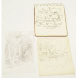 NORMAN JAQUES (1926 - 2014) TWO SKETCHBOOKS Pocket-sized workbooks, mostly landscape studies, plus