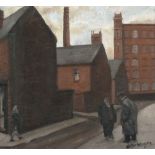 ROGER HAMPSON (1925 - 1996) OIL PAINTING ON BOARD 'Swan Lane Mills, Bolton' Signed, titled and