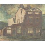ROGER HAMPSON (1925-1996) OIL PAINTING 'Old Houses, Deane' Signed, signed to label verso 15 1/2" x