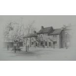 MARC GRIMSHAW (b. 1957) PENCIL DRAWING 'Goose Green, Altrincham' Signed lower right 9" x 15 1/2" (23