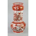 JAPANESE LATE MEIJI PERIOD KUTANI PORCELAIN VASE, of footed, compressed form with tall neck, well