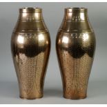 A GOOD PAIR OF JAPANESE MEIJI PERIOD UNPATINATED POLISHED BRONZE SILVER INLAID GRACEFUL FORM