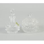 WATERFORD CUT GLASS PERFUME BOTTLE with dispenser stopper, 4 3/4" (12.1cm) high, TOGETHER with a