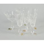 THIRTY SEVEN PIECE WATERFORD CUT GLASS PART TABLE SERVICE OF STEMMED DRINKING GLASSES, in four