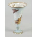CARLTON ARMAND LUSTRE WARE CHINA VASE, of trumpet form, painted in colours and gilt with butterflies