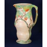 LARGE CARLTON WARE MOULDED POTTERY JUG/VASE, moulded and painted design of a fruiting oak tree