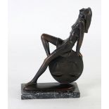 ITALICA 'LIBRA' MODERN SPANISH BRONZE FIGURE OF A FEMALE, dark brown patination, modelled