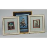 THREE MIDDLE EASTERN GOUACHE PAINTINGS ON FABRIC, two depicting Ceremonial Elephants with figures in