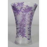 PROBABLY NANCY, EARLY TWENTIETH CENTURY FROSTED AND AMETHYST CAMEO GLASS VASE, of waisted form,