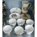 AN 18 PIECE ELIZABETH II CORONATION COMMEMORATIVE TEA SET AND AN EDWARD VIII JUG