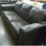 THREE SEATER BROWN LEATHER SETTEE ON WOODEN UNDERFRAME, AND A MATCHING TWO SEATER AND A LARGE OBLONG