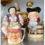 'HENRY VIII' POTTERY TOBY JUG, PAIR OF CONTINENTAL BISQUE FIGURES ETC...
