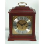 GEORGIAN STYLE MODERN WEST GERMANY 'RAPPORT' MAHOGANY MANTEL CLOCK, the 7" engraved brass dial