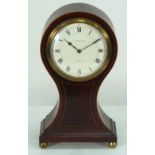 RUSSELLS LTD. PARIS, EARLY TWENTIETH CENTURY LINE INLAID MAHOGANY MANTEL CLOCK in balloon shaped