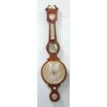 A NINETEENTH CENTURY MAHOGANY CASED MERCURY TUBE WHEEL BAROMETER with thermometer, hygrometer and