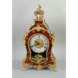 LATE NINETEENTH CENTURY FRENCH STYLE MODERN GILT MOUNTED AND MARQUETRY INLAID MANTEL CLOCK, the 6