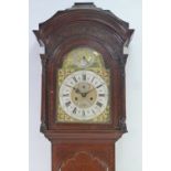 EIGHTEENTH CENTURY INLAID OAK LONGCASE CLOCK, signed John Hough, Knutsford, (1696-1755), the 12"