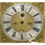 BRASS LONGCASE CLOCK, dial signed W. Carter, Salisbury, with silvered chapter ring, subsidiary