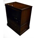 GEORGIAN STYLE MAHOGANY TELEVISION CABINET HOUSING A PANASONIC VIERA FLAT SCREEN TELEVISION WITH