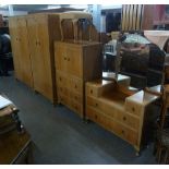 CIRCA 1940's WALNUTWOOD BEDROOM SUITE OF 6 PIECES, INCLUDING; TWO WARDROBES, A SUNK CENTRE