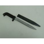 SOVIET KNIFE BAYONET CIRCA 1958 with bright metal 8" (20.3cm) blade, black hilt with composition