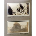 Circa 1918 ALBUM OF BLACK AND WHITE AMATEUR PHOTOGRAPHS OF BASRA each with notations, written in ink