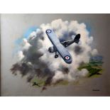 DONALD SELWAY (Twentieth Century) OIL ON CANVAS RAF Bi-plane Signed 17 1/2" x 23 1/2" (44.5cm x 59.