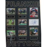 FRANKIE DETTORI EIGHT COLOUR PHOTOGRAPHS AND SIGNATURE MOUNTED AND FRAMED AS ONE 21" x 17" (53.3cm