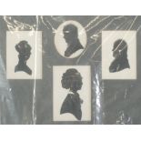 FOUR LATE 19TH/EARLY 20TH CENTURY PAINTED SILHOUETTE PORTRAITS OF TWO LADIES AND TWO GENTLEMAN the