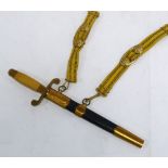 CIRCA 1982 RUSSIAN NAVY DRESS DAGGER with 8 1/4" (20.9cm) blade (some pitting), gilt metal and