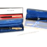 CASED PARKER 51 FOUNTAIN PEN with rolled gold cap, three cased SHEAFFER FOUNTAIN PEN